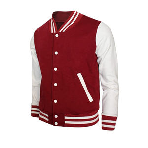 Veste universitaire personnalisée avec logo, manches en cuir, broderie noire, couple, baseball, veste pour homme, veste universitaire, veste varsity - Product Image 6