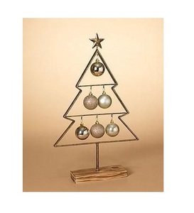 Mesa decorativa de árbol de Navidad de alambre de alta calidad con base de madera y campanas Decoración de Navidad más vendida - Product Image 1