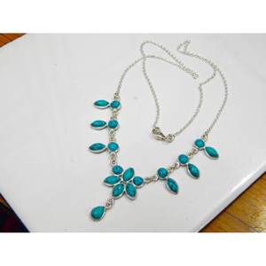 สร้อยคอเทอร์ควอยซ์เงินสเตอร์ลิง925ทำด้วยมือเครื่องประดับทองคำขาวพร้อมพลอยของขวัญสำหรับ Women-NL0143-GS - Product Image 6