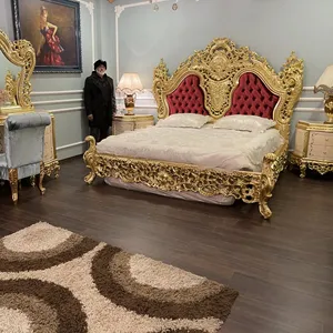 Marco de cama king californiana de madera maciza clásica de lujo personalizado con cabecero para muebles para el hogar