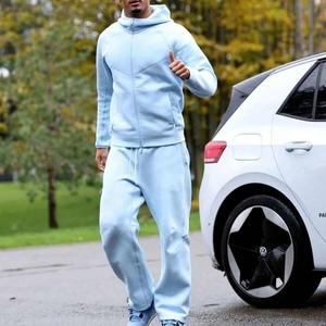 Nouveau Style hommes survêtement Tech polaire fermeture éclair sweats à capuche hommes 2 pièces ensemble vêtements de sport Fitness formation costume pour hommes - Product Image 1
