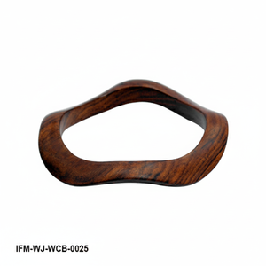 Hand-Carved Natural Wood Wavy <b>Bangle</b> Bracelet Organic Contoured Statement Wristband Eco-Friendly Geometric <b>Wooden</b> Jewelry - Product Image 4