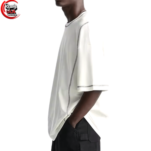 เสื้อยืดคอกลมสะพายไหล่สำหรับผู้ชายผ้าคอตตอน100% 300 GSM เสื้อโอเวอร์ไซส์เนื้อผ้าระบายอากาศได้ดีน้ำหนักเบา - Product Image 3