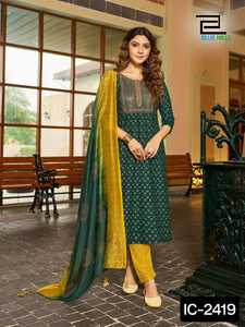 ชุดเจ้าสาวดีไซน์ใหม่ชุดผ้าเรยอนเคอร์ทิสปักลวดลายหนาพร้อมผ้าพันคอพิมพ์ลาย - Product Image 5