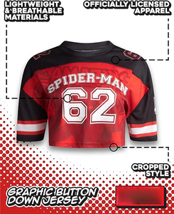 Digital Printing Women's <b>Spiderman</b> Novelty Fashion Crop Baseball Jersey S-XL Sizes Softball Wear <b>Shirt</b> - Product Image 6