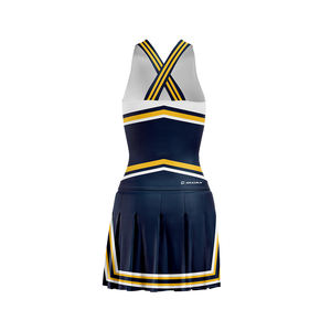 Uniformes de cheerleading sexy personnalisés pour femmes adultes, vente en gros, bleu, polyester/coton, antibactérien, séchage rapide, respirant, coupe ajustée - Product Image 3