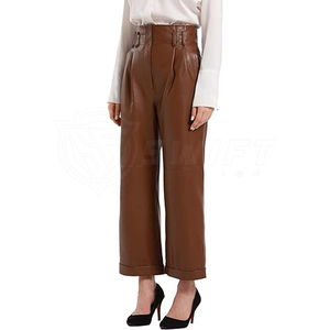 Pantalon en cuir de qualité supérieure pour femmes sur Logo personnalisé en gros et design unique pour l'hiver avec style avant plat - Product Image 4