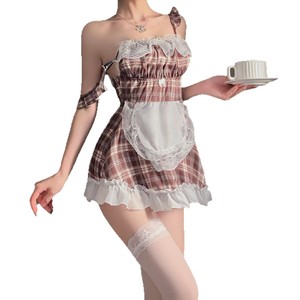 Robe de soirée Yubon Sweet Seduction, uniforme de femme de chambre, tenue de combat pour rendez-vous galant, robe moulante à carreaux, style JK, avec dentelle et bordure en dentelle, pour soirée et fête - Product Image 1
