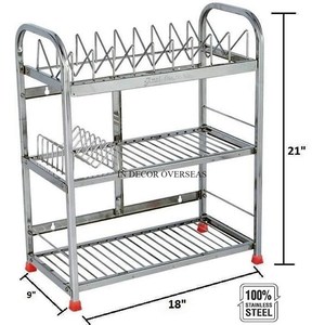 100% Stainless Steel Silver Shiny Polished Modern Creative Art Designer Durabel <b>Kitchen</b> <b>Rack</b> For Fruit And <b>Vegetable</b> Storage - Product Image 3