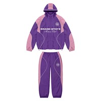 Ensemble de survêtement vintage d'hiver personnalisé imprimé en gros, coupe-vent, veste à capuche et pantalon de jogging, en nylon réfléchissant pour l'entraînement technique