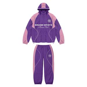 Ensembles veste à capuche et jogging vintage unis personnalisés en gros vêtements d'entraînement et de jogging techniques en nylon réfléchissant et vêtements de jogging coupe-vent survêtement - Product Image 4