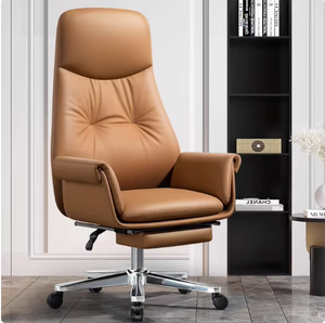 Silla Ejecutiva de Cuero de Lujo, Silla de Oficina Ergonómica Giratoria para Jefes, Asiento Reclinable para Directores Generales con Reposapiés - Product Image 5