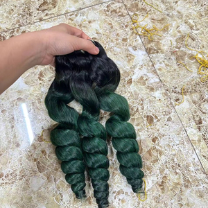 Vente en gros Qualité Grade 12a Vietnamien Vague lâche Paquets de cheveux humains Cuticule aligné Vague lâche Cheveux Couleur Verte Bundles - Product Image 1