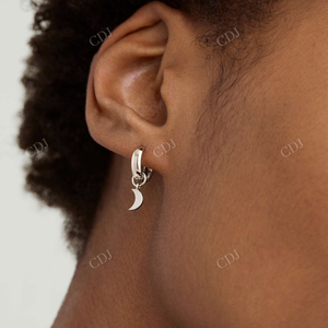ต่างหูห่วงนำโชครูปดาวพระจันทร์ชุบทองสีเหลืองเงิน925สำหรับผู้หญิงขายส่งและผู้ผลิตโดยการปรับแต่งอัญมณี - Product Image 4