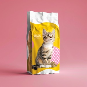 Fenêtre en PET à fond carré à fermeture éclair supérieure étanche à l'humidité de qualité alimentaire nourriture pour animaux de compagnie pour chat debout pochette à fond plat emballage gravure impression - Product Image 2