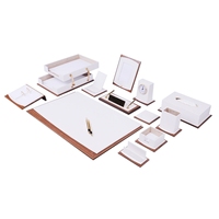 Juego de Organizador de Escritorio de Cuero y Madera de Lujo Star de 14 Piezas