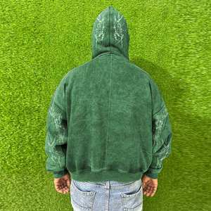 Vente en gros de sweat à capuche pour hommes haut de gamme col à capuche zippé personnalisé uni lettre motif teinture bas prix thermique pour l'automne - Product Image 5