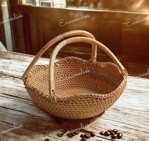 Beautiful Fruit Baskets Sustainable Bamboo Basket <b>Hampers</b> for Flower and <b>Valentines</b> <b>Day</b> Gift With Handle Home Organization - Product Image 2