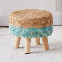 Meilleur prix, ottoman rond en jonc de mer tressé naturel, décoration intérieure, table basse ottoman, fabrication OEM acceptée, vente en gros depuis le Vietnam