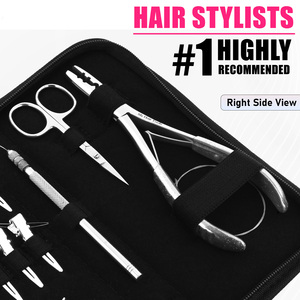 Best Seller Hair Extension Kit 2 Holes <b>Pliers</b> Loop Tool Alligator Sectioning Clips Stainless Steel loop Microbeads Crimping <b>Set</b> - Product Image 4