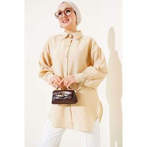 Camisa Básica Manga Globo Beige - Product Image 2