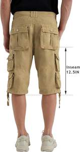 Pantalones cortos cargo informales de algodón 100% de alta calidad para hombre, pantalones vaqueros de cintura media con varios bolsillos y cinco cuartos - Product Image 3