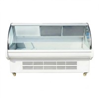 Vitrina Refrigerada Premium para Exhibición de Carne, con Vidrio Curvo, para Carnes Frescas, Filetes, Comida para Llevar y Carnicerías