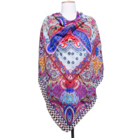 Écharpe carrée de luxe pour femme en modal 100% espagnol, imprimé numérique multicolore, douce pour la peau