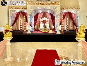 Mariage indien éléphant dents pilier Mandap éléphant tronc piliers mariage Mandap ensemble FRP nouveau Design mariage élégant Mandap USA - Product Image 5
