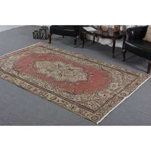 Alfombra clásica de lana rojo Beige 5,6X9,2 pies estilo Kilim área grande alfombras rectangulares turcas respaldo de látex para pasillo 10mm de espesor - Product Image 2