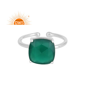 Hot Selling Fine Sterling Silver Natural Green Onyx Gemstone <b>Adjustable</b> <b>Ring</b> Custom Jewelry Manufacturer - Product Image 1
