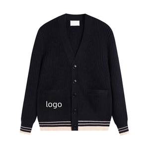 Suéter Cárdigan de Punto Personalizado de Alta Calidad, Unisex, Manga Larga, Cuello en V, Bordado de Corazón en Acrílico, Antiencogimiento, para Otoño - Product Image 1