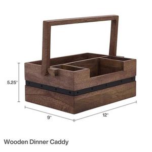 3 Compartment Mango Wood Serving Caddy Decorative <b>Kitchen</b> Organizer for <b>Storage</b> Tableware Cutlery Office Use-OEM Design - Product Image 6