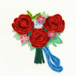 Carte en quilling, bouquet de roses, design de carte en quilling, cartes de vœux faites à la main avec enveloppe, art papier pour la fête des mères - Product Image 2