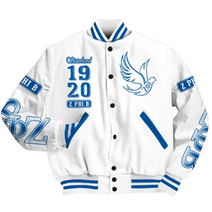 Zeta Phi Beta 1920 Fundadores ZPB Azul Blanco Varsity Letterman Chaqueta Sorority Greek Life Chenille Patch Apparel - Product Image 4