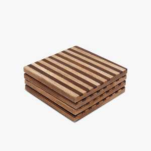 Juego de 4 posavasos cuadrados de madera con soporte de hierro para mesa de comedor Posavasos de barra de madera para mesa de centro Cocina - Product Image 2