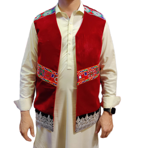 Chaleco tradicional afgano para hombre con bordado vibrante Ideal para trajes de boda étnicos Eid Mehndi Nikah y funciones culturales - Product Image 4