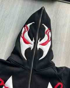 Venta al por mayor Oversize Distressed Vintage Full Face Hoodie con cremallera Custom Print Men's Hoodies y sudaderas - Product Image 2