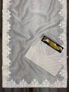 Nouvelle tendance cordon séquence Saree tenue Unique séquence brodé travail Saree sur Organza avec chemisier de travail lourd - Product Image 4