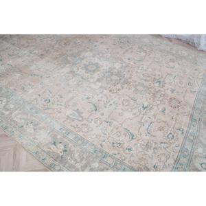 Alfombra Turca de 8.7x11.2 pies, Alfombra Vintage Extra Grande, Alfombra de Lana Azul y Blanca con Diseño Ombré - Product Image 3