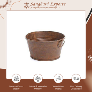 Fournisseur en gros d'exportateurs de pots de fleurs décoratifs en métal de haute qualité pour le jardin |   Bacs en étain galvanisé ronds et ovales pour l'utilisation à domicile et au jardin - Product Image 2