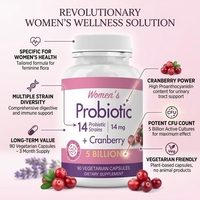 Probiotiques végétaliens OEM à la canneberge pour femmes, supplément digestif et vaginal, 14 souches, milliards d'UFC, capsules de probiotiques à la canneberge