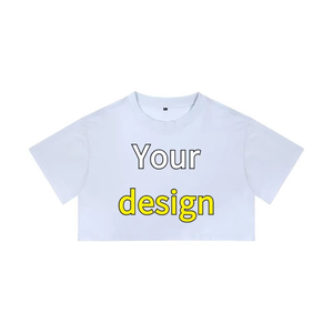 T-shirt décontracté d'été personnalisé en coton et fibre de bambou, col rond, manches courtes, pour femme, anti-rétrécissement, avec impression photo ou logo DIY - Product Image 1