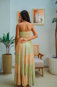 Ofertas Comodidad Versatilidad Impresionante Mujer Verde Correas ajustables Sin mangas Corte Boho Bling Party Maxi Dress New Summer Staple - Product Image 2