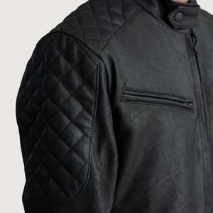 GLOBAL LEATHER Sven Genuine <b>Sheepskin</b> Black Leather Water-Proof Men's Casual Autumn Bomber <b>Jacket</b>-XS Size Coated Zippered - Product Image 4