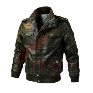 เสื้อแจ็คเก็ตหนังผู้ชายแบบมีซิป ทรงเข้ารูป คอตั้ง ปักโลโก้ได้ - Product Image 3