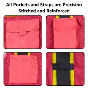 Chaleco de Seguridad Rosa de Alta Visibilidad para Hombre, Transpirable, Antibacteriano, de Poliéster Reflectante con Bolsillo y Detector de Agujas - Product Image 4