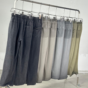 2025, ropa de calle personalizada de alta calidad, pantalones para correr para hombre, pantalones de chándal de algodón de peso pesado, pantalones de chándal de pierna ancha holgados con diamantes de imitación para hombre - Product Image 3