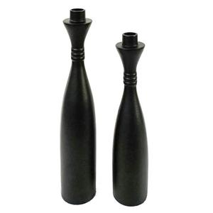 Bougeoir pilier noir martelé à base ronde de conception mince en métal d'aluminium moulé brut avec style moderne - Product Image 3