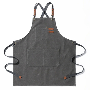 En gros Logo Personnalisé Ménage Cuisine Cuisine Respirant Coton Toile Bavoir Chef 3 Poches Salon De Coiffure Bavoir Tablier - Product Image 4